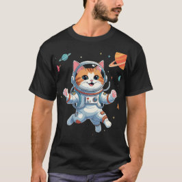 Kawaii Cat Astronaut T - Shirt - Niedliche Weltrau
