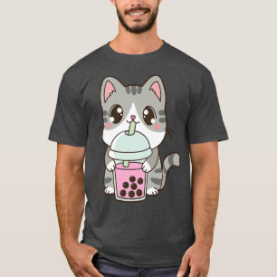 Kawaii Cat Boba Bubble Milk Tea Kawaii Anime Neko T-Shirt
