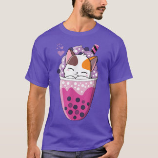 Kawaii Cat Boba Tea Funny Japanese Anime Bubble Th T-Shirt