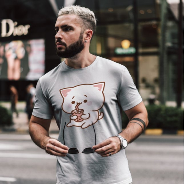 Kawaii Cat Bubble Tea T-Shirt (Von Creator hochgeladen)