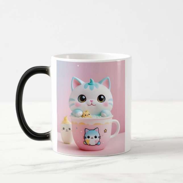 Kawaii Cat Bubble Tee Tasse - Niedliche ästhetisch (Links)