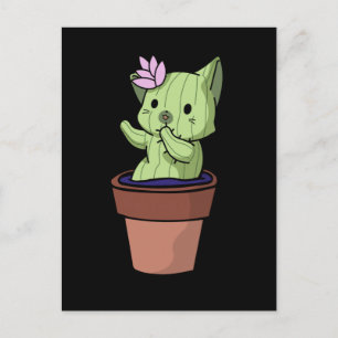 Kawaii Cat Cactus Garening Niedlich Kitten Postkarte