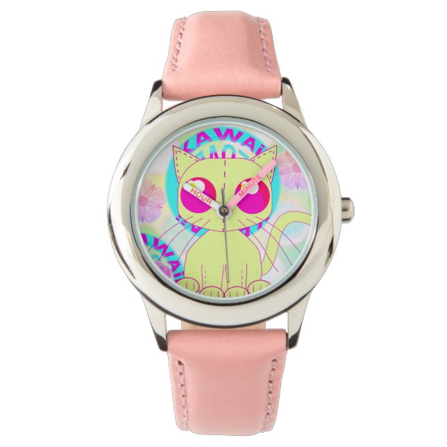 Kawaii cat cute anime design armbanduhr (Vorderseite)