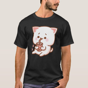 Kawaii Cat Drinking Boba Tea T-Shirt