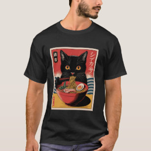 Kawaii Cat Eating Ramen Niedlich japanische Noodle T-Shirt