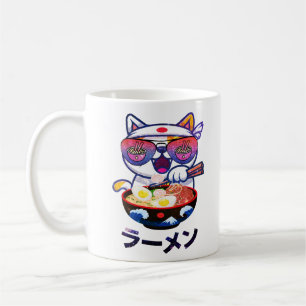 Kawaii Cat Eating Ramen - Niedliche japanische Nud Kaffeetasse