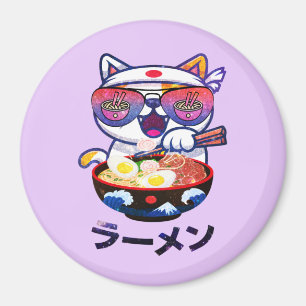 Kawaii Cat Eating Ramen - Niedliche japanische Nud Magnet