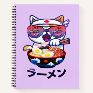 Kawaii Cat Eating Ramen - Niedliche japanische Nud Notizbuch