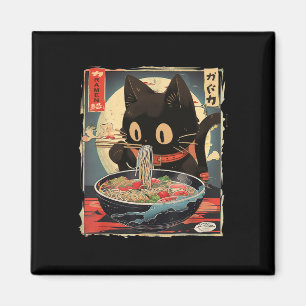 Kawaii Cat Eating Ramen Noodles Anime Gift Girls T Magnet