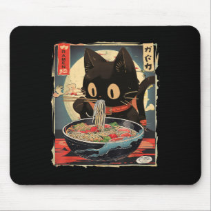 Kawaii Cat Eating Ramen Noodles Anime Gift Girls T Mousepad