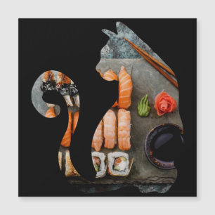 Kawaii Cat Eating Ramen Noodles Japanischer Anim Magnetkarte