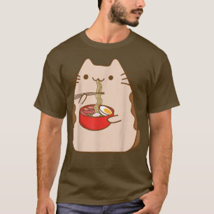 Kawaii Cat Eating Ramen Noodles Niedlich Anime Kit T-Shirt