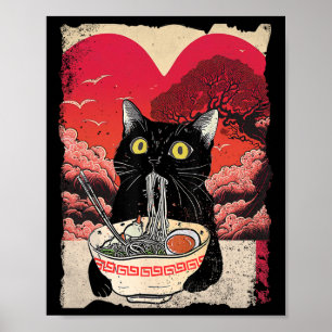 Kawaii Cat Eating Ramen Noodles Ramen ist mein Val Poster