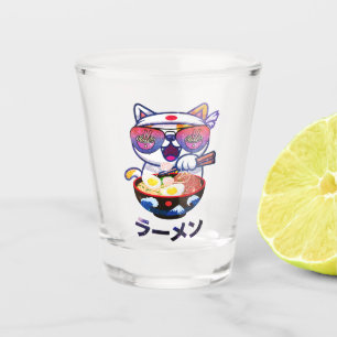 Kawaii Cat Eating Ramen Noodles Schnapsglas