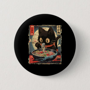 Kawaii Cat Eating Ramen Noodles Vintag Japanisch Button