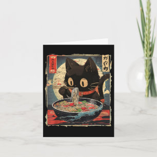 Kawaii Cat Eating Ramen Noodles Vintag Japanisch Karte