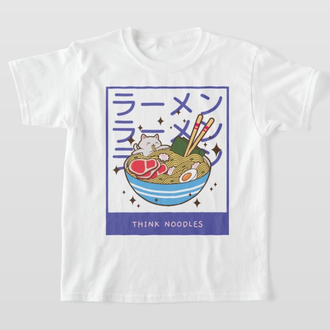 Kawaii Cat Eating Spaghetti 40 T-Shirt (Ablage )