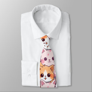 Kawaii Cat feline Kitten Haustier Druckklopfen Krawatte