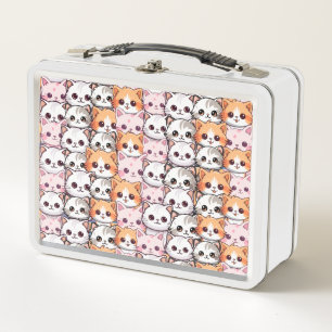 Kawaii Cat feline Kitten Haustier Druckklopfen Metall Brotdose