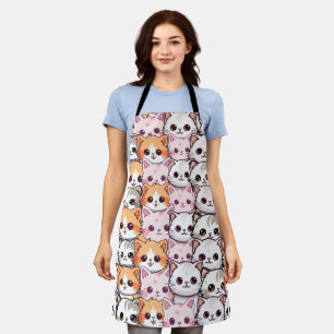 Kawaii Cat feline Kitten Haustier Druckklopfen Schürze