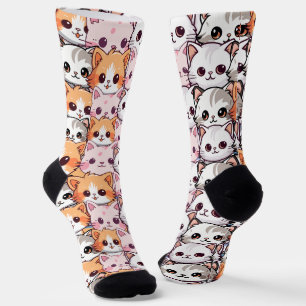 Kawaii Cat feline Kitten Haustier Druckklopfen Socken