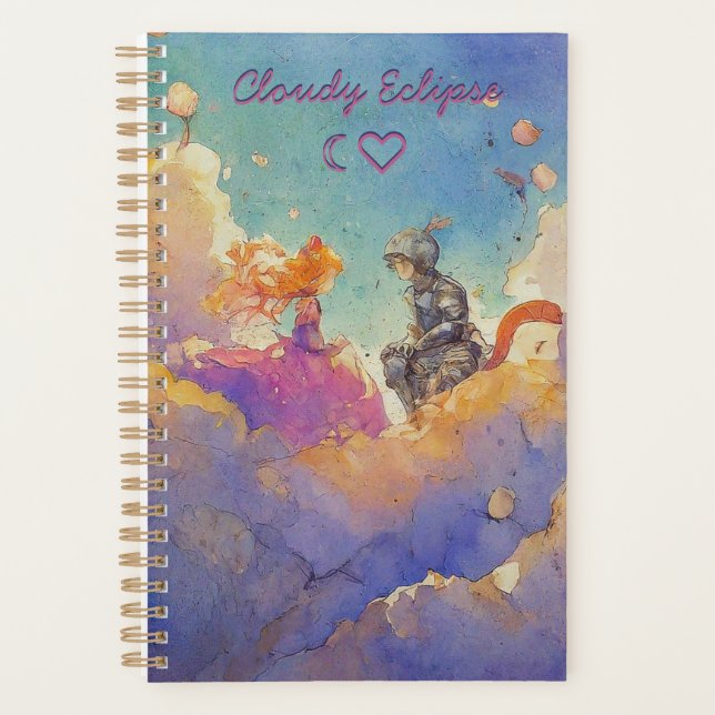 Kawaii Cat Girl Princess & Cat Knight Boy Planner Planer (Vorderseite)