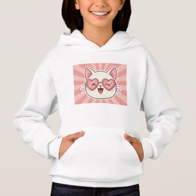 Kawaii Cat Hoodie - Stay Cool! 😎💖 (Vorderseite)