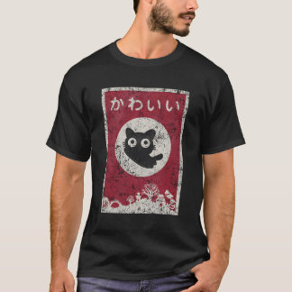 Kawaii Cat Japanisch Black Anime Cat T-Shirt