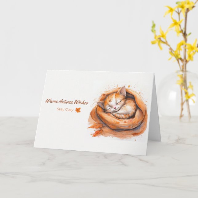 Kawaii Cat Karte (Gelbe Blume)