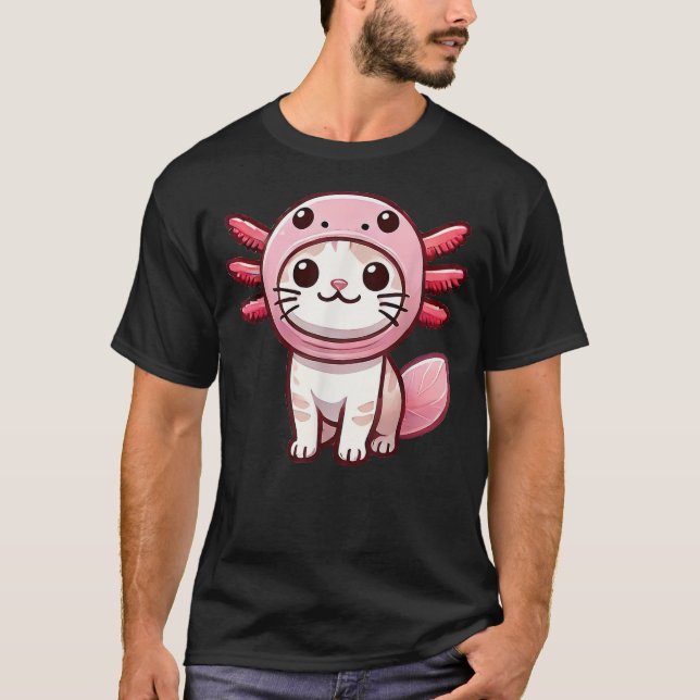 Kawaii Cat Kitten Axolotl Costume T-Shirt (Vorderseite)