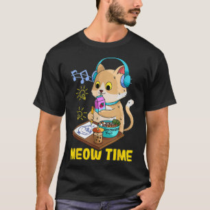 Kawaii Cat Lieben Ramen Bubble Tea Musik und Manga T-Shirt