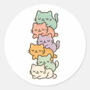 Kawaii Cat Mountain Pastell Aufkleber
