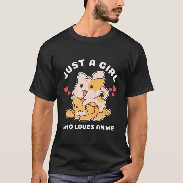 Kawaii Cat Neko Anime T-Shirt (Vorderseite)