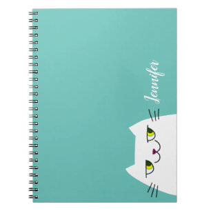 Kawaii Cat Niedlich Pastel Blue Notizblock