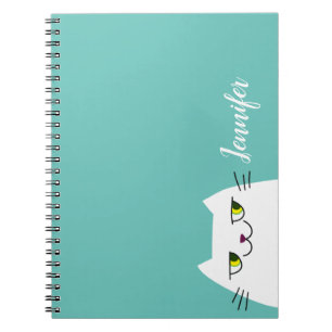Kawaii Cat Niedlich Pastel Blue Notizblock