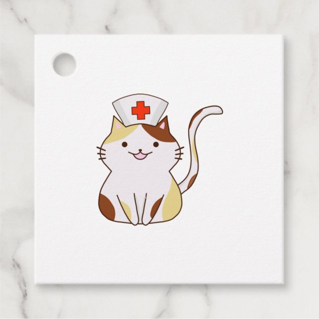 Kawaii Cat Nurse Geschenkanhänger (Vorderseite)