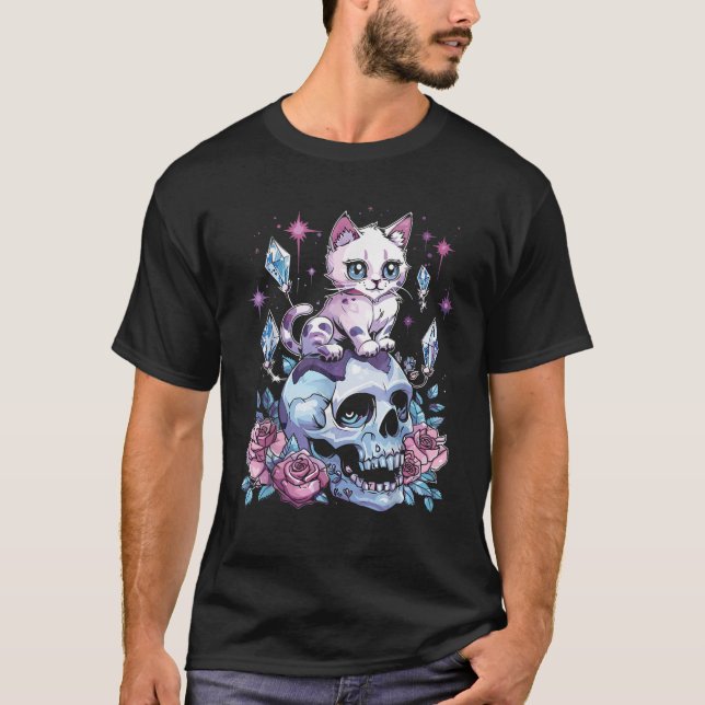 Kawaii Cat Pastel Goth Niedlich Creepy Kawaii Anim T-Shirt (Vorderseite)