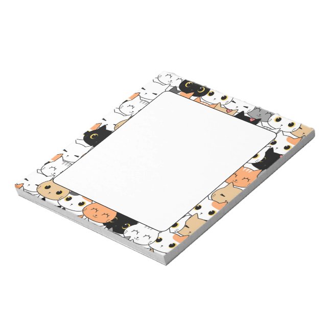 Kawaii Cat Pattern Notizblock (Rotiert)
