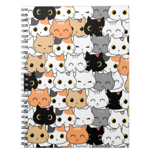 Kawaii Cat Pattern Notizblock