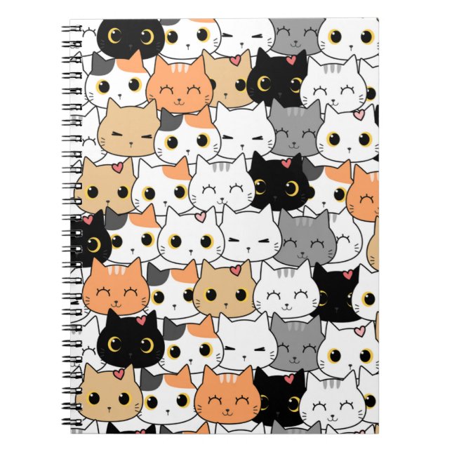 Kawaii Cat Pattern Notizblock (Vorderseite)