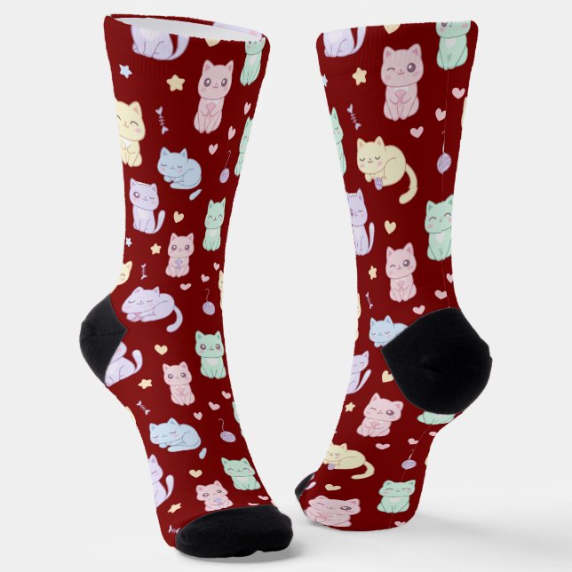 Kawaii Cat Pattern Socks Socken (Gewinkelt)