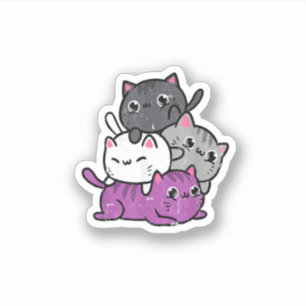 Kawaii Cat Pile Ace Pride Vintag Aufkleber
