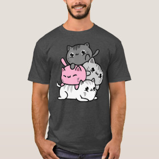 Kawaii Cat Pile Demigirl Pride T-Shirt