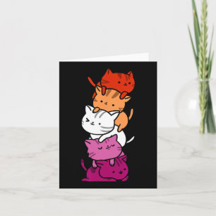 Kawaii Cat Pile Orange Pink Lesbian Pride Men Wome Karte