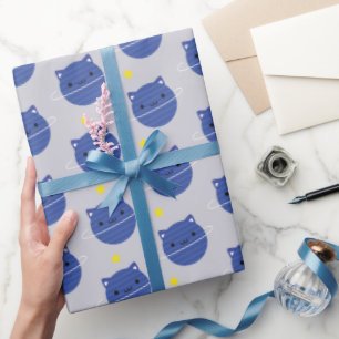 Kawaii Cat Planets im Weltraum Geschenkpapier