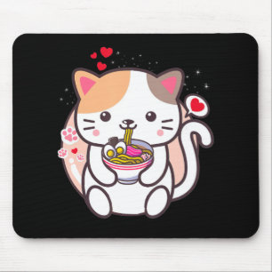 Kawaii Cat Ramen Anime Japan Food Girls Officia Mousepad