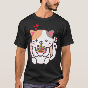 Kawaii Cat Ramen Anime Japan Food Girls Officia T-Shirt