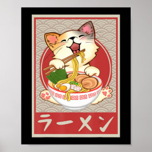 Kawaii Cat Ramen Anime Vintage japanische Gift Gir Poster