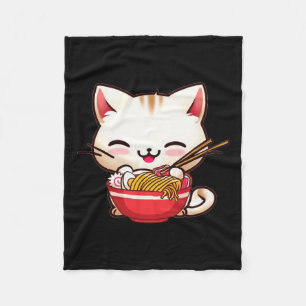 Kawaii Cat Ramen Liebe Japanisch Food Funny Anime  Fleecedecke
