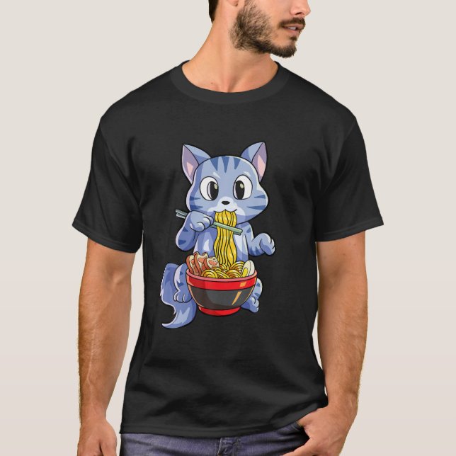 Kawaii Cat Ramen Lover Japanisch Noodle Anime Neko T-Shirt (Vorderseite)